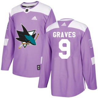 Men's Adam Graves San Jose Sharks Adidas Hockey Fights Cancer Jersey - Authentic Purple