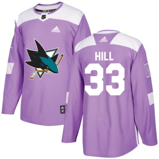 Men's Adin Hill San Jose Sharks Adidas Hockey Fights Cancer Jersey - Authentic Purple