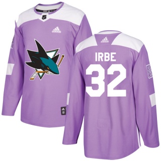 Men's Arturs Irbe San Jose Sharks Adidas Hockey Fights Cancer Jersey - Authentic Purple