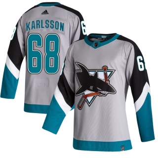 Men's Melker Karlsson San Jose Sharks Adidas 2020/21 Reverse Retro Jersey - Authentic Gray