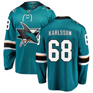 Men's Melker Karlsson San Jose Sharks Fanatics Branded Home Jersey - Breakaway Teal