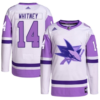Men's Ray Whitney San Jose Sharks Adidas Hockey Fights Cancer Primegreen Jersey - Authentic White/Purple