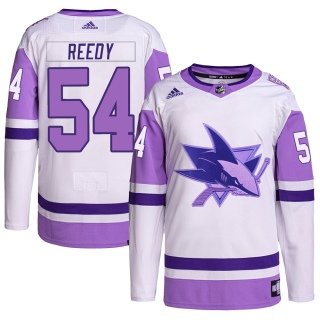 Men's Scott Reedy San Jose Sharks Adidas Hockey Fights Cancer Primegreen Jersey - Authentic White/Purple