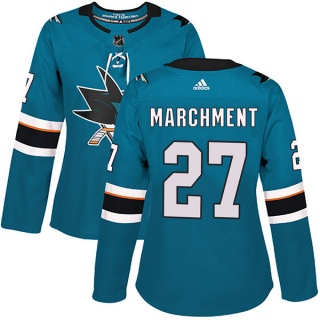 Women's Bryan Marchment San Jose Sharks Adidas Home Jersey - Authentic Teal