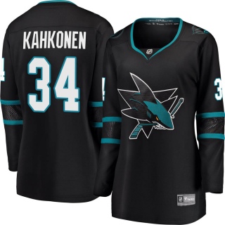 Women's Kaapo Kahkonen San Jose Sharks Fanatics Branded Alternate Jersey - Breakaway Black