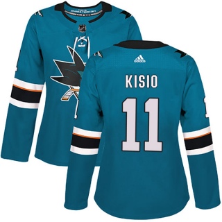 Women's Kelly Kisio San Jose Sharks Adidas Home Jersey - Authentic Teal