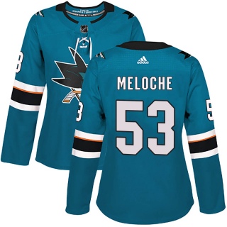 Women's Nicolas Meloche San Jose Sharks Adidas Home Jersey - Authentic Teal