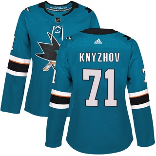 Women's Nikolai Knyzhov San Jose Sharks Adidas Home Jersey - Authentic Teal