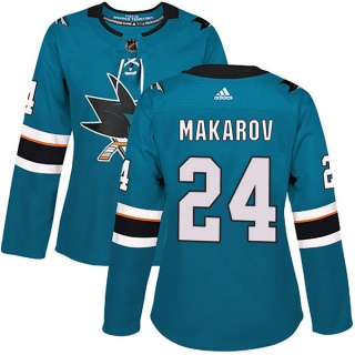 Women's Sergei Makarov San Jose Sharks Adidas Home Jersey - Authentic Teal
