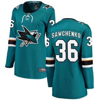 Women's Zach Sawchenko San Jose Sharks Fanatics Branded Home Jersey - Breakaway Teal