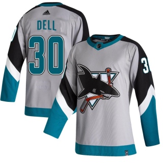 Youth Aaron Dell San Jose Sharks Adidas 2020/21 Reverse Retro Jersey - Authentic Gray