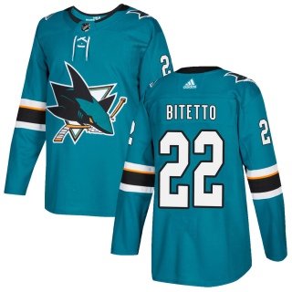 Youth Anthony Bitetto San Jose Sharks Adidas Home Jersey - Authentic Teal
