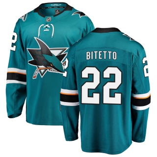 Youth Anthony Bitetto San Jose Sharks Fanatics Branded Home Jersey - Breakaway Teal