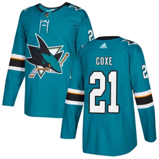 Youth Craig Coxe San Jose Sharks Adidas Home Jersey - Authentic Teal