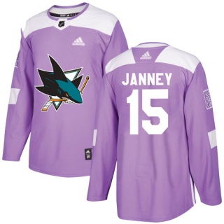 Youth Craig Janney San Jose Sharks Adidas Hockey Fights Cancer Jersey - Authentic Purple