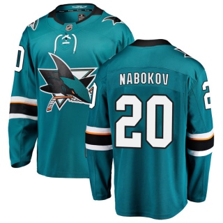 Youth Evgeni Nabokov San Jose Sharks Fanatics Branded Home Jersey - Breakaway Teal