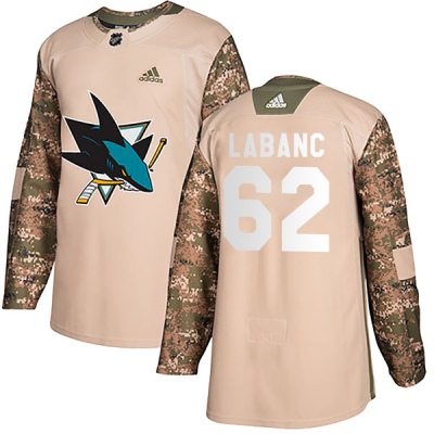 Youth Kevin Labanc San Jose Sharks Adidas Veterans Day Practice Jersey - Authentic Camo