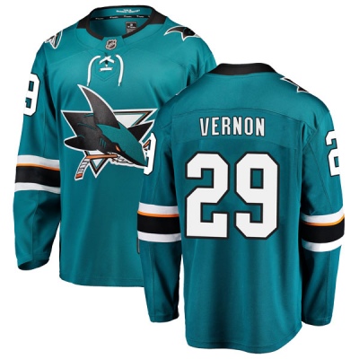 Youth Mike Vernon San Jose Sharks Fanatics Branded Home Jersey - Breakaway Teal
