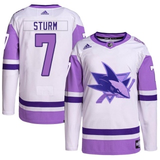 Youth Nico Sturm San Jose Sharks Adidas Hockey Fights Cancer Primegreen Jersey - Authentic White/Purple