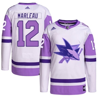 Youth Patrick Marleau San Jose Sharks Adidas Hockey Fights Cancer Primegreen Jersey - Authentic White/Purple