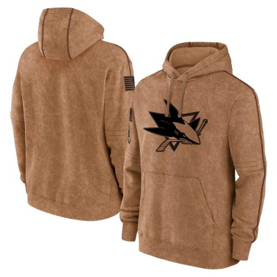 Youth San Jose Sharks 2023 Salute to Service Club Pullover Hoodie - Brown