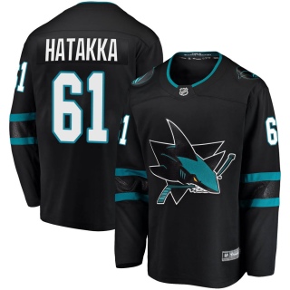 Youth Santeri Hatakka San Jose Sharks Fanatics Branded Alternate Jersey - Breakaway Black